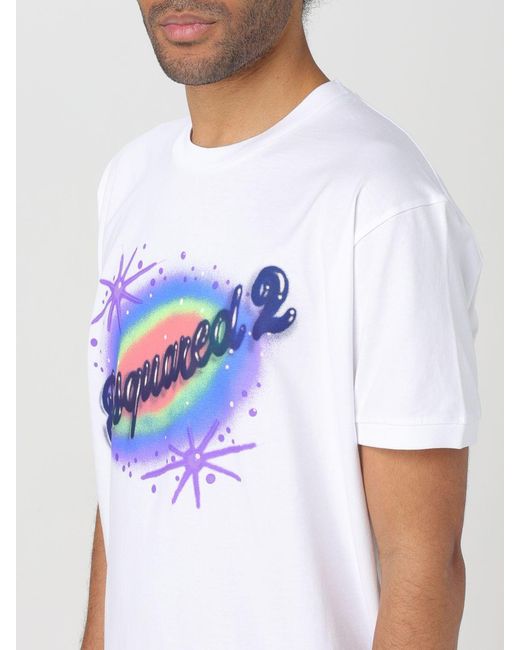 DSquared² White Logo Printed Crewneck T-Shirt for men