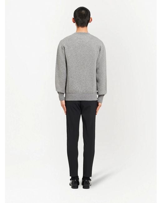 Prada Gray Long Sleeved Crewneck Sweater for men