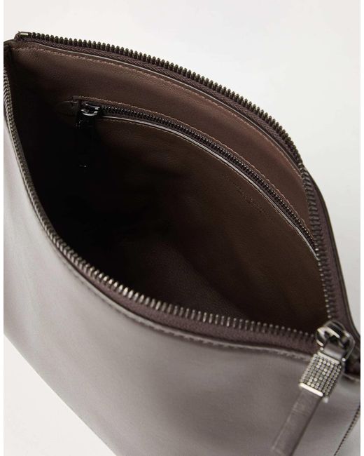 Brunello Cucinelli Black Logo-Printed Zipped Clutch Bag
