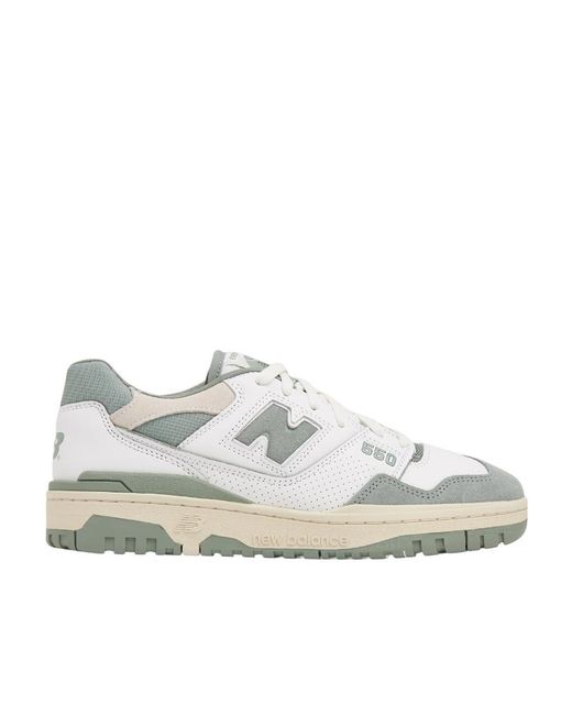 New Balance White 550 Lace-Up Sneakers for men