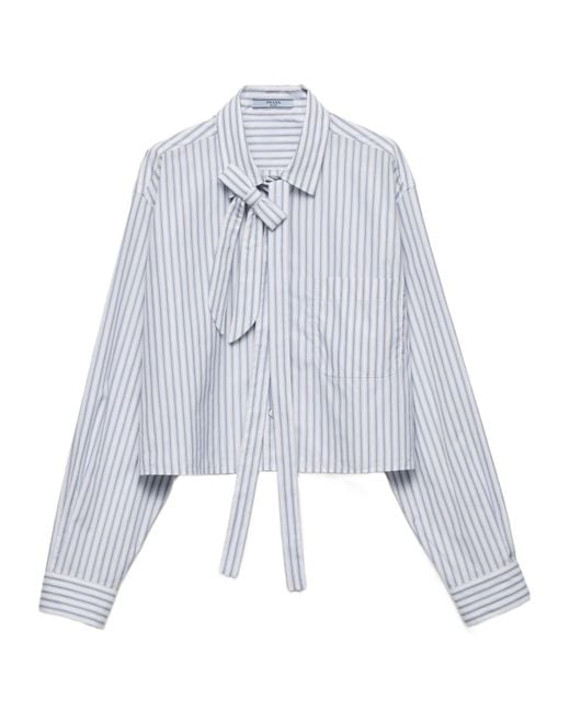 Prada White Striped Cotton Poplin Shirt