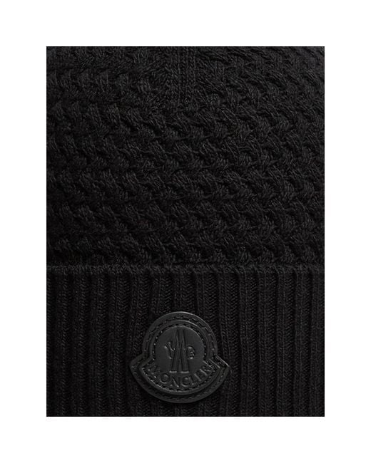 Moncler Black Logo Hat for men