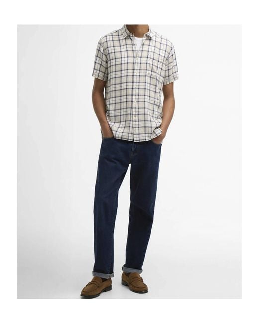Barbour White Midfield Tartan Regular Short-Sleeved Shirt for men