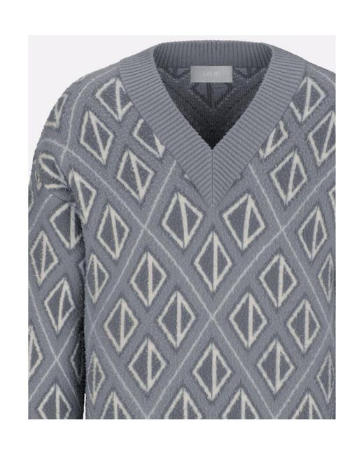 Dior Gray Long-Sleeved Knitted Pullover for men