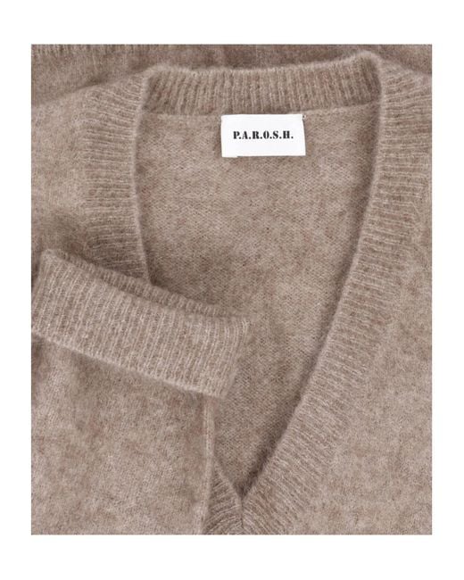 P.A.R.O.S.H. Brown P.A.R.O..H. V-Neck Knitted Sweater