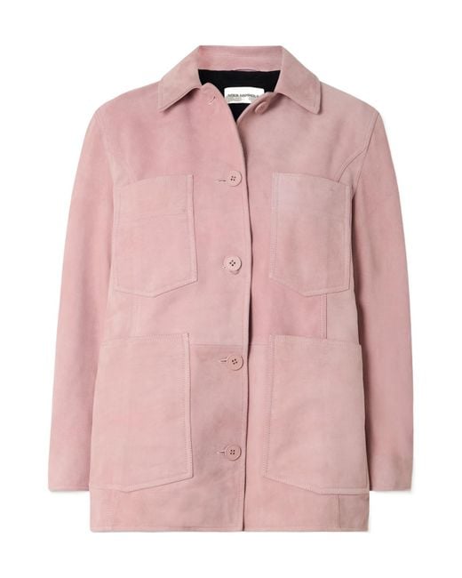 Nour Hammour Pink Seleste Patchwork Suede Jacket