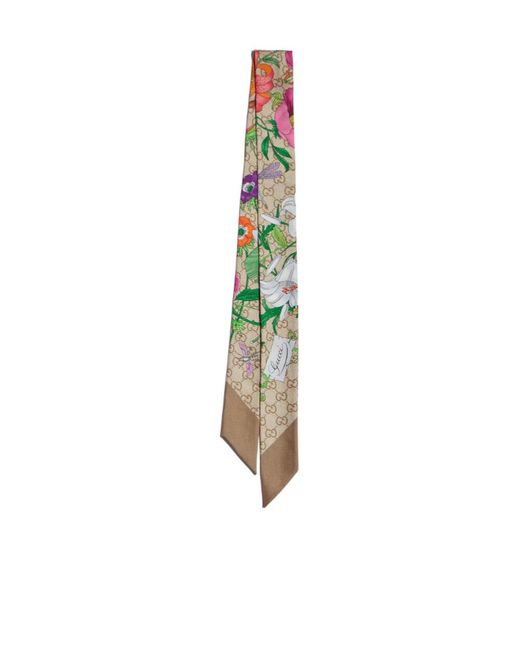 Gucci Green Printed Silk Ribbon
