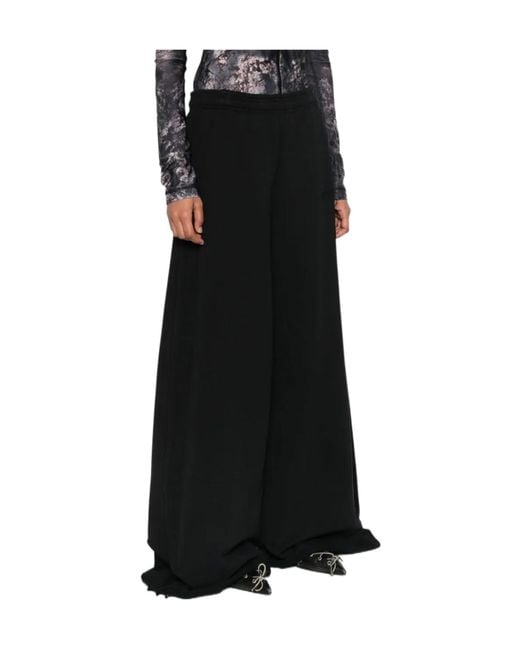 Vetements Black Logo Embroidered Wide Leg Pants