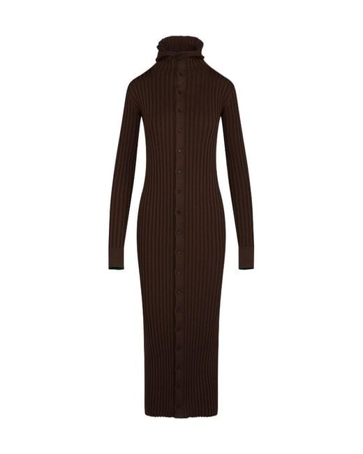 Bottega Veneta Brown Knitted Breasted Dress