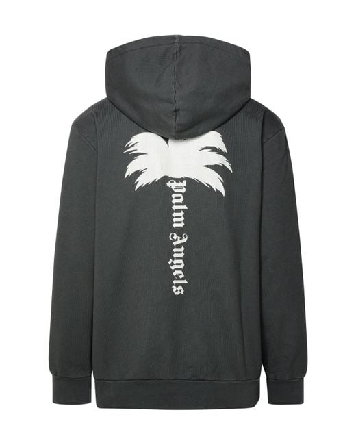 Palm Angels Gray The Palm Printed Hoodie for men