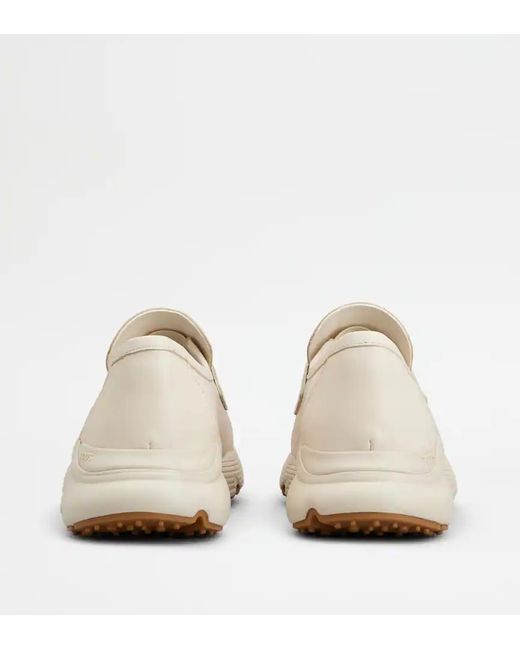 Tod's White Penny Bar Sporty Loafers
