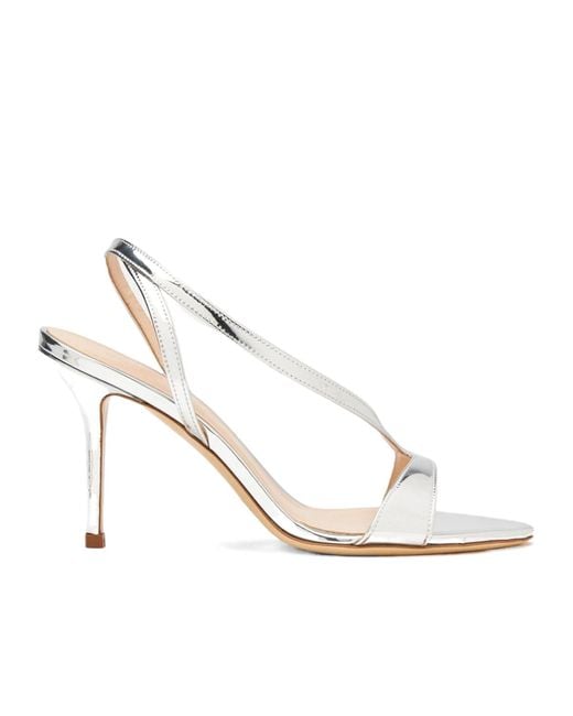 Scarosso White Paula Almond-Toe Strappy Sandals