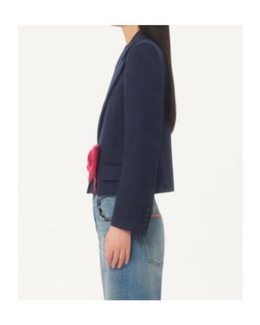 Valentino Blue Single-Breasted Bow Detailed Blazer