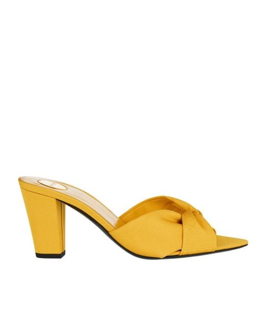 Saint Laurent Yellow 75Mm Franciane Satin Mule Sandals