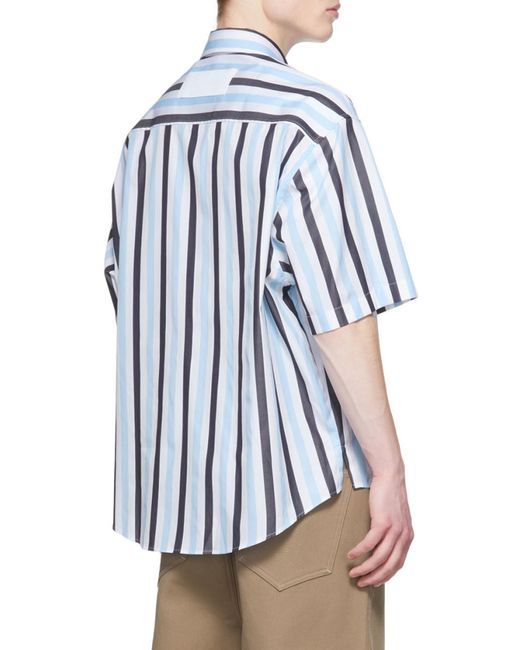 AMI Blue Stripe-Print Shirt for men