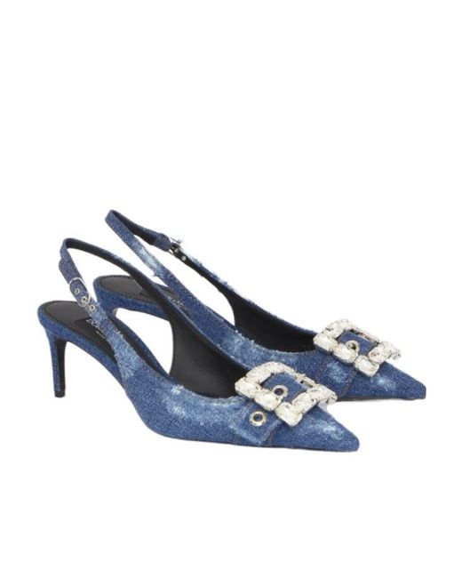Dolce & Gabbana Blue Pointed-Toe Distressed Pumps