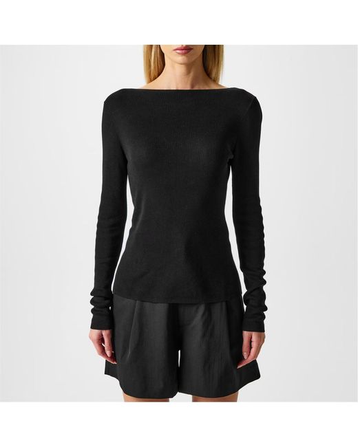 St. Agni Black Ribbed Double-Face Sweater