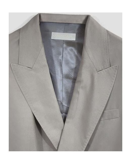 Our Legacy Gray Halt Long-Sleeved Suit Jacket for men