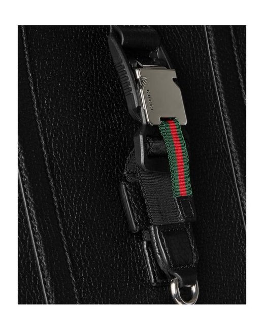 Gucci Black Large Web-Trim Top Handle Bag for men