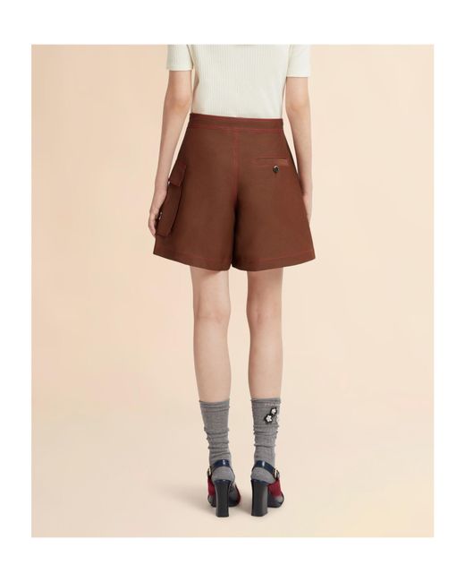 Marni Brown Logo-Patch Shorts