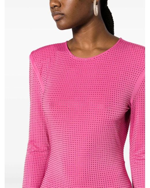 ROTATE BIRGER CHRISTENSEN Pink Crystal Embellished Backless Dress