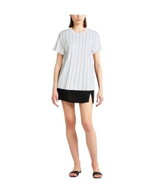 Brunello Cucinelli White Striped Shortsleeve Tshirt