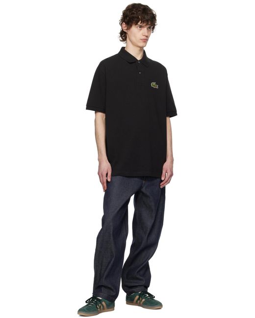 Lacoste Black Relaxed Fit Pique Polo Shirt for men