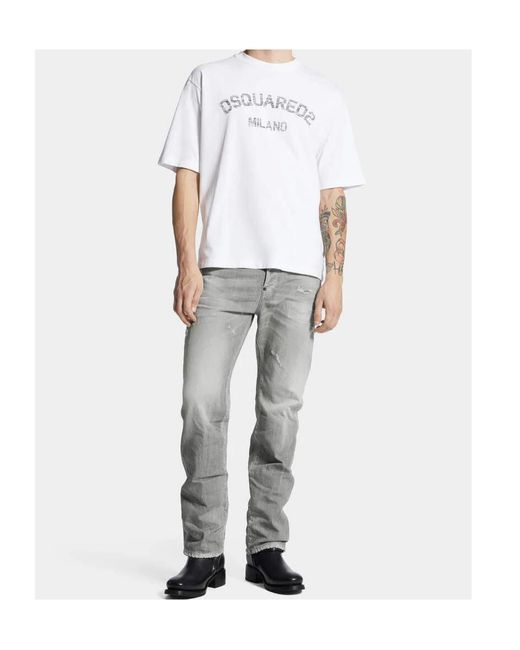 DSquared² Gray Brushed Wash 642 Distressed Jeans for men