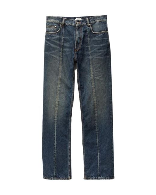 Versace Blue Distressed Straight-Leg Jeans for men