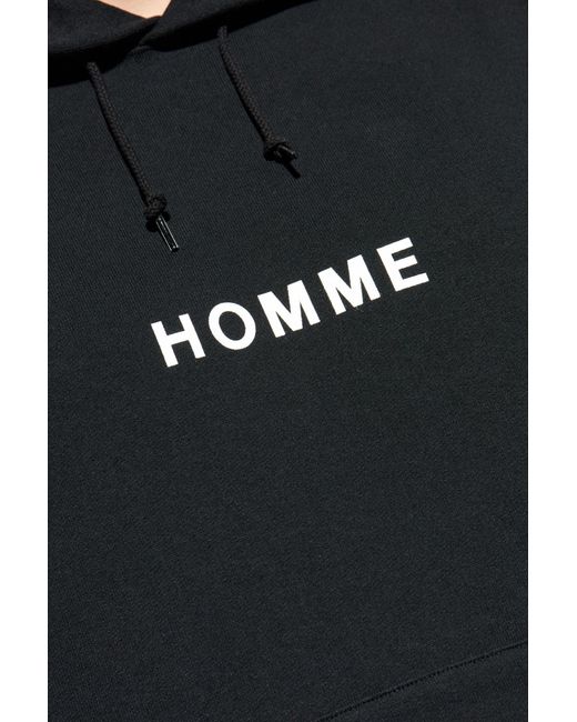 Comme des Garçons Blue Comme Des Garçons Homme Logo-Printed Drawstring Hoodie for men