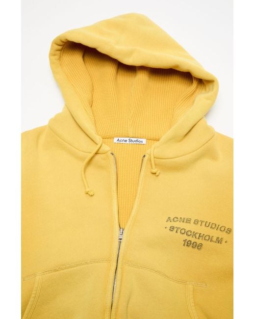 Acne Yellow Sprayed Zip Hoodie for men