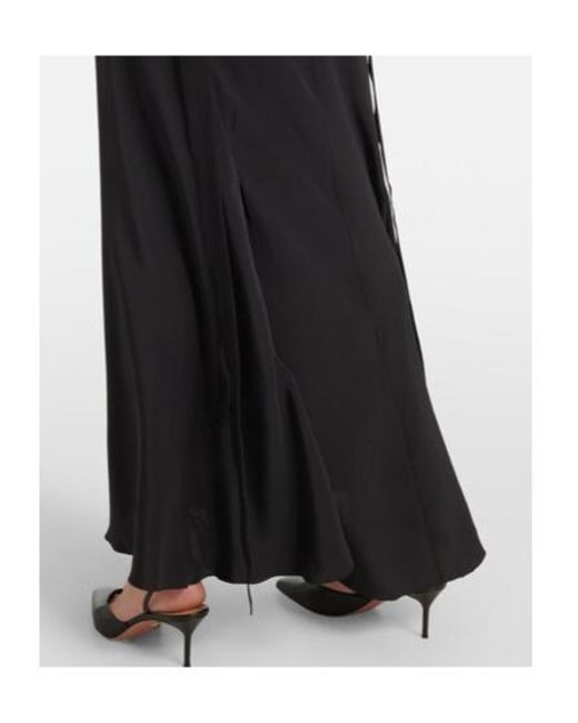 Victoria Beckham Black Lace-Trimmed Silk Midi Dress
