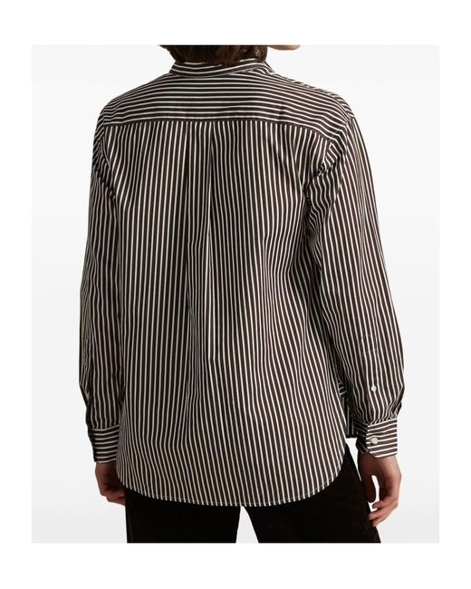 Polo Ralph Lauren Brown Logo Embroidered Striped Shirt
