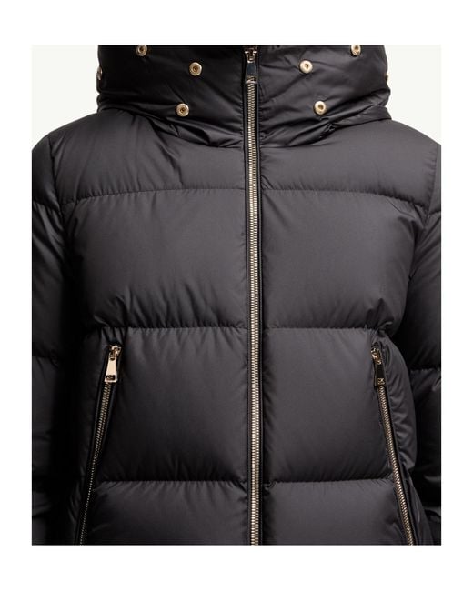 Moncler Black Laichefur Shearling-Trimmed Short Down Jacket