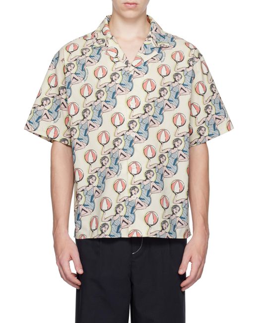 Maison Kitsuné White Graphic-Print Cotton Shirt for men