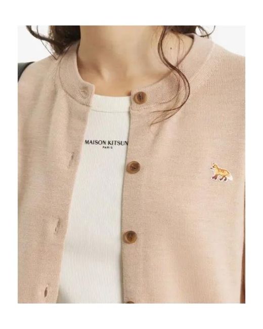 Maison Kitsuné Natural Maison Kitsuné Fox Patch Button Cardigan