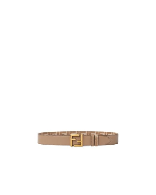 Fendi White Ff Jacquard Buckle Reversible Belt