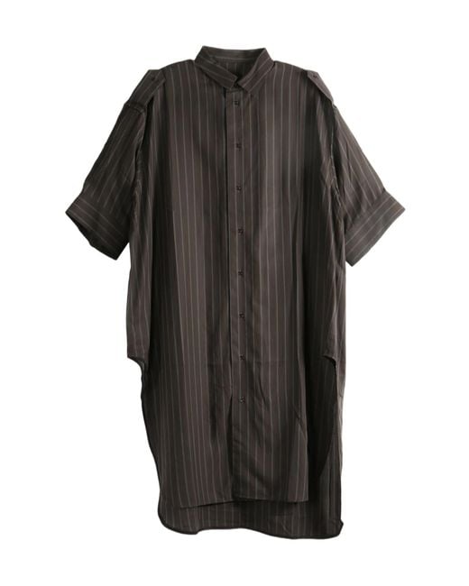 Omar Afridi Gray Vertical-Stripe Epaulette Shirt for men