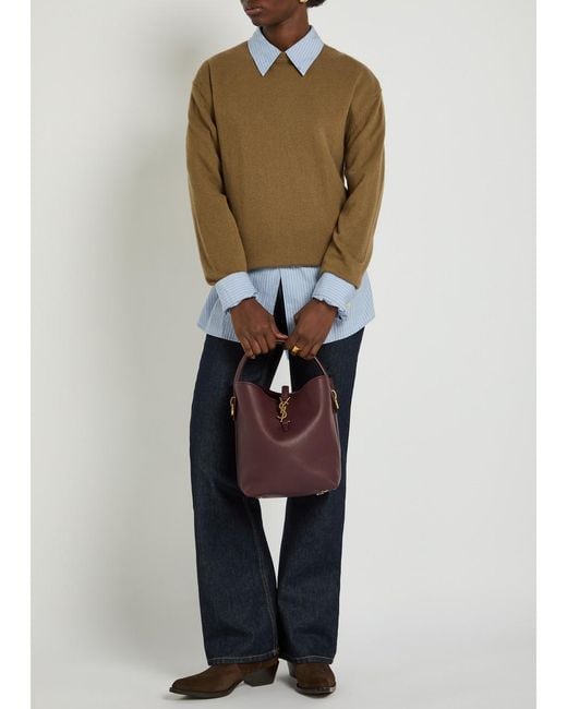Saint Laurent Red Litchi Grain Bucket Bag