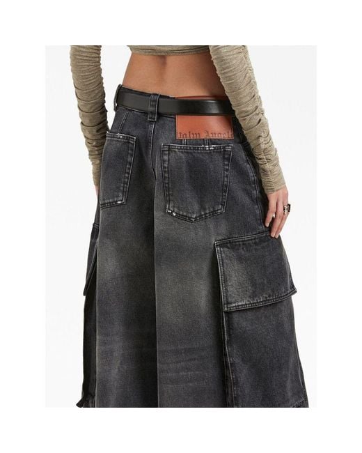 Palm Angels Gray Wide Denim Parachute Jeans
