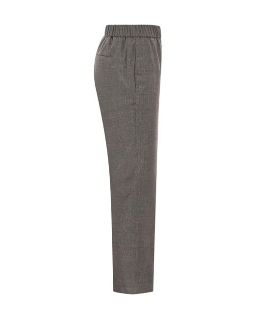 Peserico Gray Trousers With Elasticated Waistband
