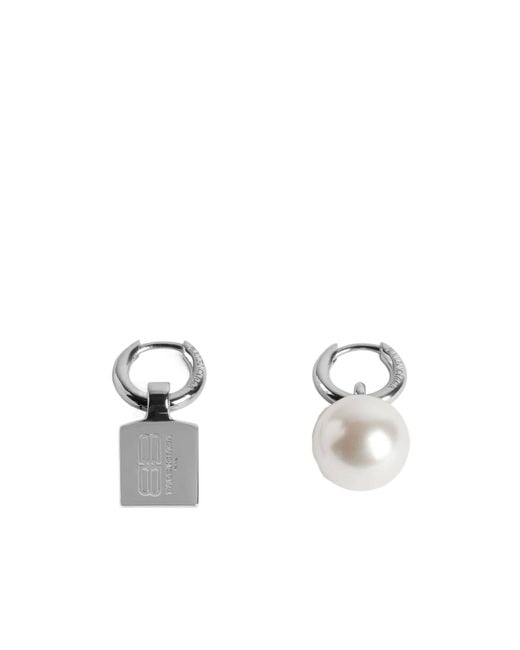 Balenciaga White Malibu Pearl Earrings for men
