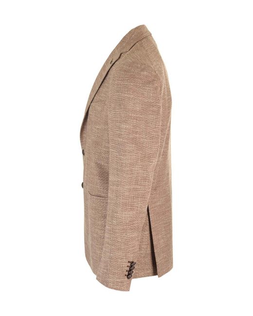 Tagliatore Brown Single-Breasted Textured Blazer for men