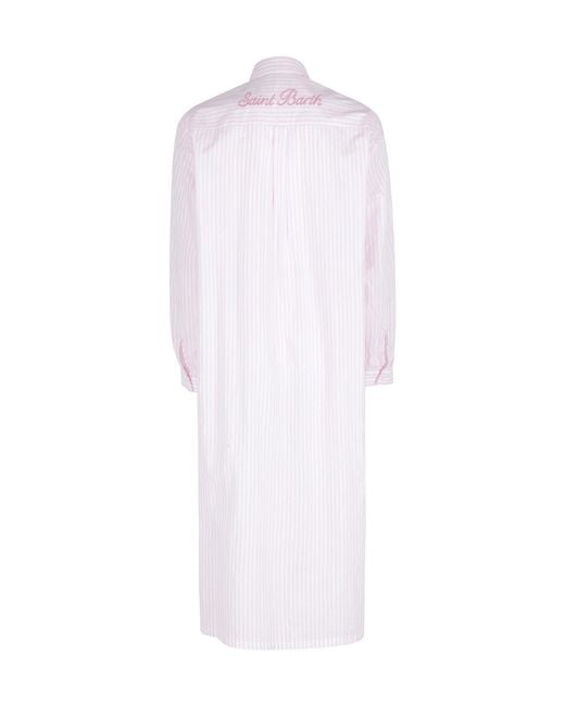 Mc2 Saint Barth White Adeline Striped Maxi Dress