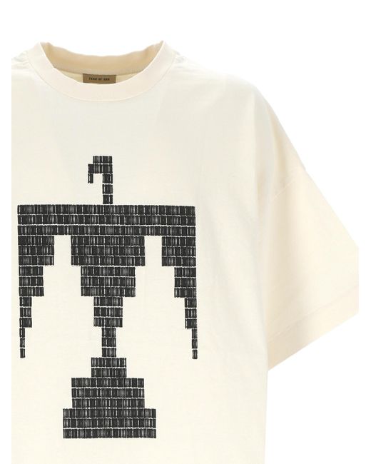 Fear Of God White Graphic Printed Crewneck T-Shirt for men