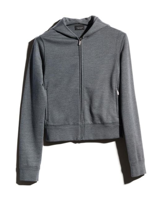 Gucci Gray Cotton Silk Jersey Sweatshirt With Zip