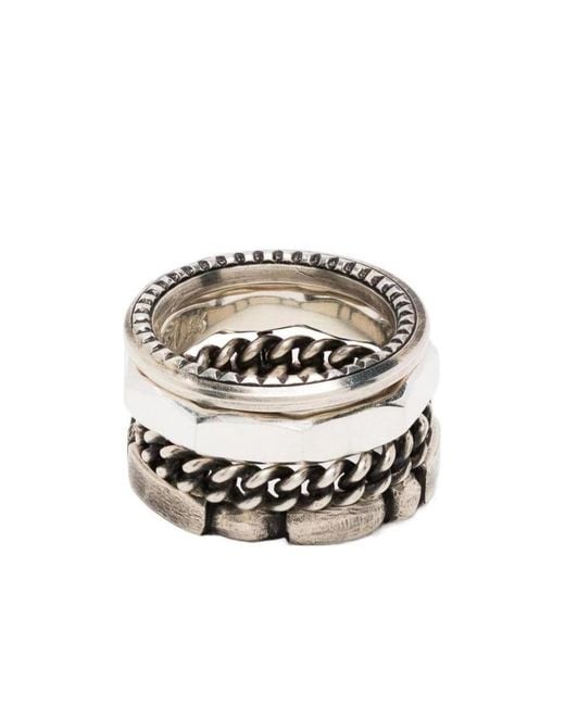 Werkstatt:münchen White Multi-Layered Overlapping Ring for men