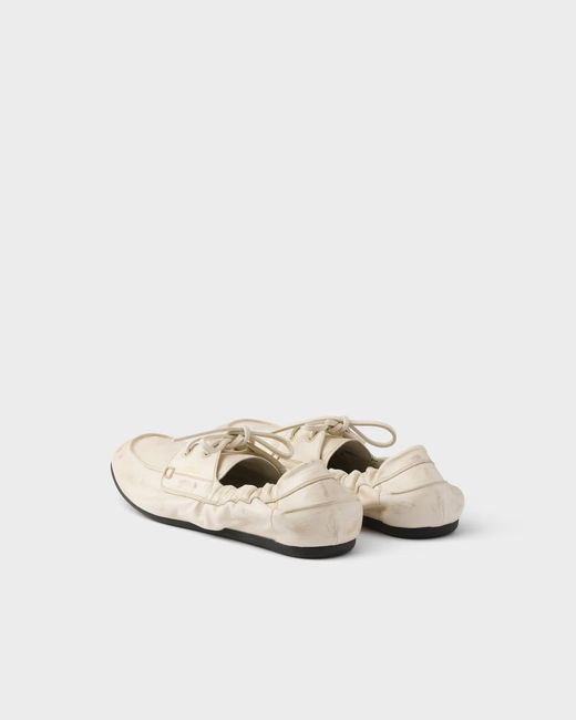 Prada White Bow Detail Lace-Up Shoes