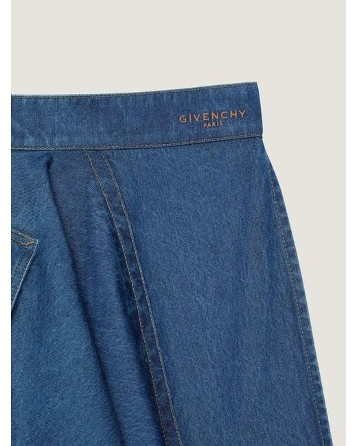 Givenchy Blue Denim Asymmetric Skirt