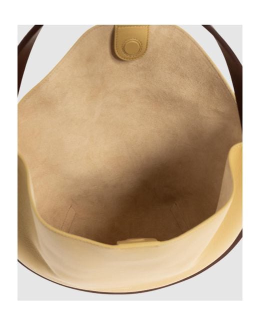 Jil Sander Natural Pivot Logo Embossed Shoulder Bag